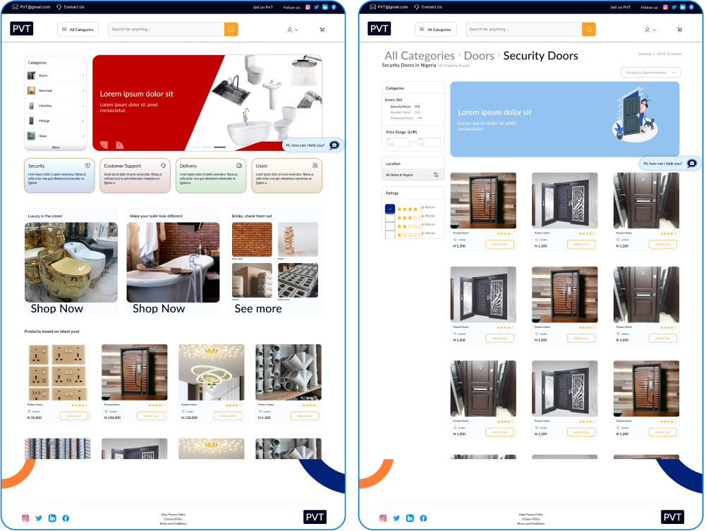 Marketplace home screen mockup